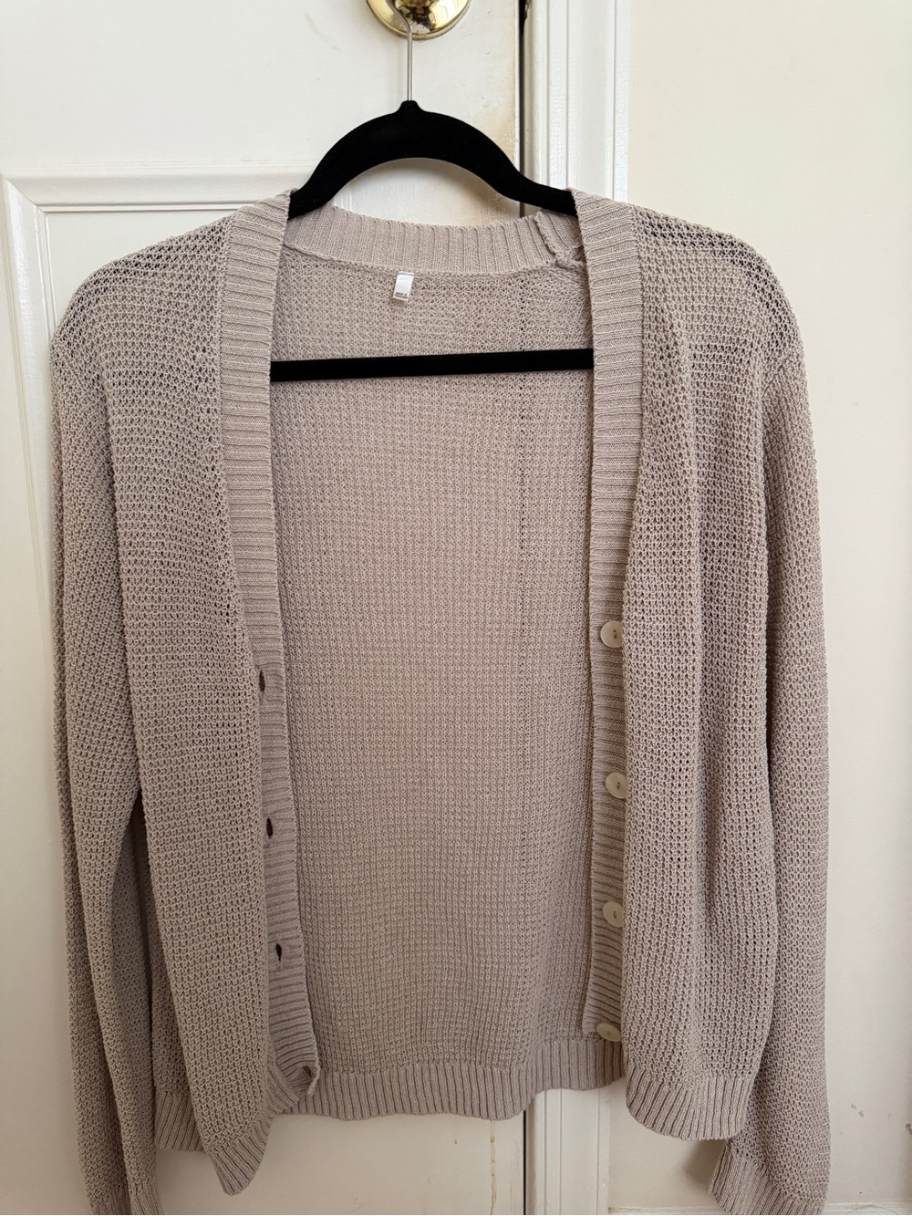 Muji Light Taupe Knit Button-Front Cardigan